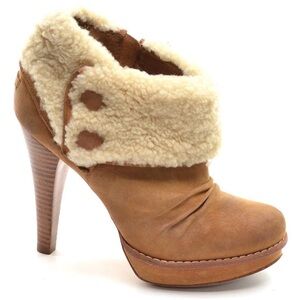 UGG Georgette Shearling Nubuck High Heel Booties ✨